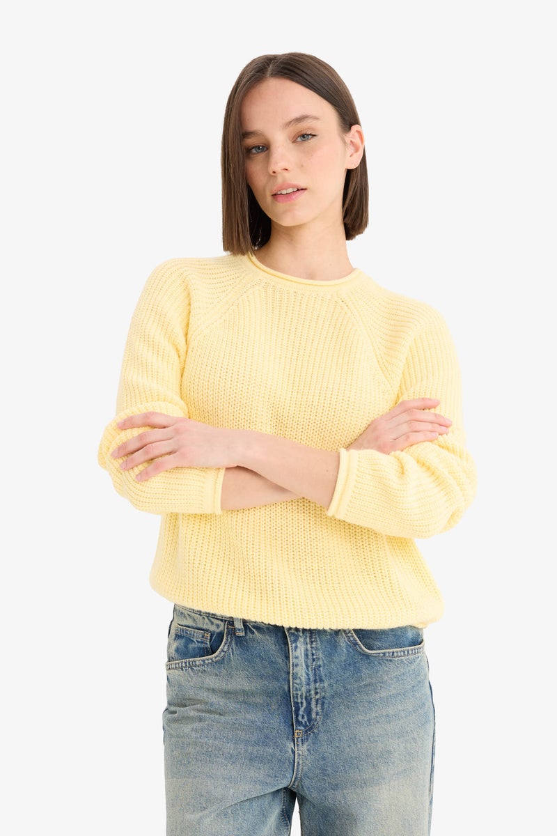 DeFacto Yellow Woman Regular Fit Crew Neck Basic Knit Pullover Casual - Image 3